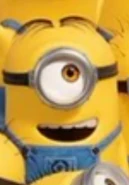 A short one eye Minion with combed hair.