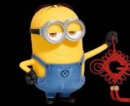 A short two eye Minion with combed hair.