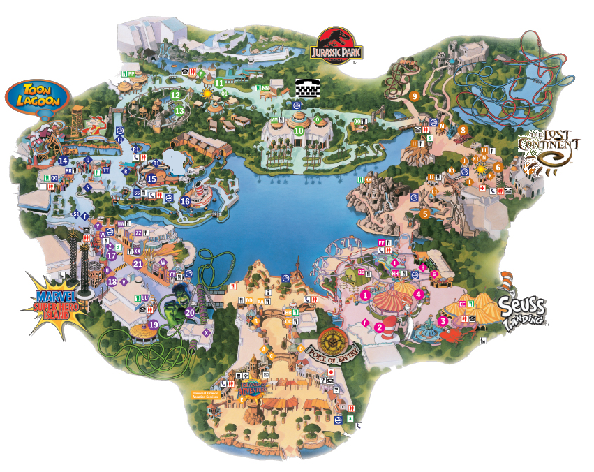 2019 Universal Studios Orlando Map and Islands of Adventure Map 