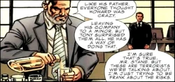 Phil Coulson conversa com Obadiah Stane.
