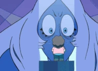 Diamante Azul proyectando su aura, la cual controla los sentimientos de las gemas del alrededor, inclusive Diamante Amarillo