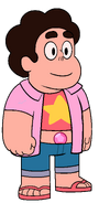 Steven manipula su edad a un joven. Lleva una chaqueta rosa y su gema ahora es visible en "El Cumpleaños de Steven".