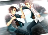 John blocking Gavin's attack.