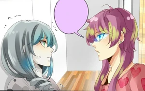 Seraphina's glowing eyes as shes uses Time Manipulation.