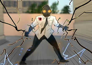 John's lightning, coloured black with amber highlights as opposed to the usual electric blue.