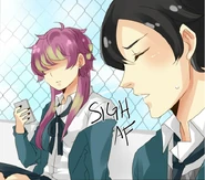 John sighing over the report cards