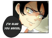 John's black speech bubbles and glowing eyes