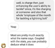A screeenshot of a direct message with , talking about Charge. Screenshot taken by AVATHY, leader of the UnOrdinary Amino.