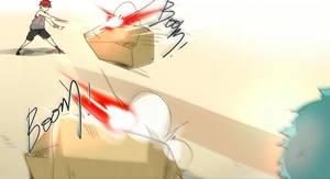 Blyke can use his Energy Beam to intercept other projectiles such as flying rocks...