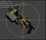 screenshot of the model of canistergun from early ut pre-alpha on UE3 469 editor