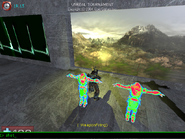 Screenshots from the UT3 pre-alpha already in 2004, before completion of UC2. Known just as Unreal Tournament, just like UT4 pre-alpha. This map features material tests.