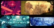 Multiple concept art pieces in different colors.