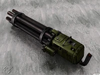 The Minigun in UC. This is a concept screenshot, the final UC game has a completely separate model for the minigun.