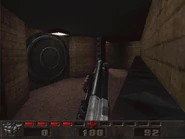 Unknown mine-themed map and a Quadshot. The door at the left would later be reused in Unreal Tournament's DOM-Ghardhen.