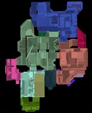 Zones in UnrealEd, top-down view.