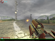 screenshot from aphosfield map from Warfare (a cut unreal warfare/gears of war map), being used under the ut pre-alpha setting instead. Engine 469 of early UE3.