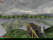 screenshot from aphosfield map from Warfare (a cut unreal warfare/gears of war map), being used under the ut pre-alpha setting instead. Engine 469 of early UE3.