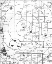 Drawing of UFOs over Lake Michigan