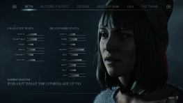 Beth's Starting Status Screen