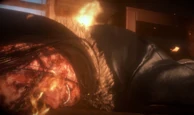Emily incinerated in the lodge explosion.