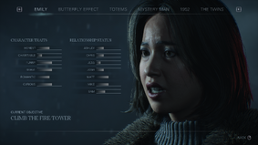 Emily's Starting Status Screen