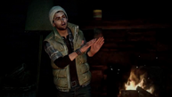 Josh manages to light the fireplace in this version of the game.