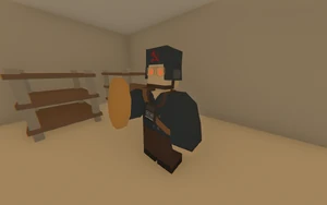 A Player hold a Pizza.