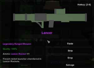 Context menu of the Lancer.