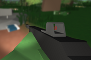 A Holographic Sight attached to Maplestrike in version 2.2.5.