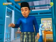 Ustaz Hamzah berpakaian serba kemas, menjemput anak-anak didiknya ke rumah terbukanya.