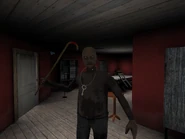 Grandpa, hitting the Player with his walking stick.