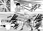 Yukihime attacked by Tachibana's weapons