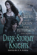 Dark and Stormy Knights (2010—Vampire Files series) edited by P.N. Elrod, "Dark Lady" by P.N. Elrod—Art: Chris McGrath