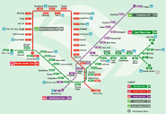 A 2003 MRT/LRT system map designed by Land Transport Authority.