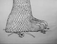 Bambi crushed by Godzilla's foot.