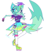 mintys POWERFLUID design, powerfluid is a voicebank that was supposed to be released alongside betta lastname's "BATTERYACID" voicebank. (powerfluid rebranded to redrock for reasons but the design will stay on here)