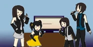 Naomi cantando junto a Tsugioto Alex, Henshuoto Kary, y Tekioto Rei