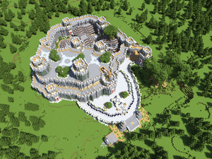 Aerial render of Castle Cole