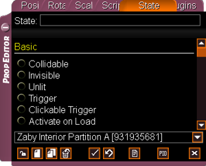 The Prop Editor opened with the State tab showing for a prop.
