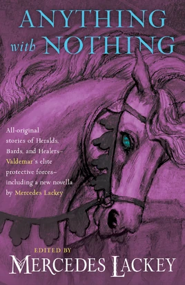 The cover of the anthology. It is done in shades of purple, featuring the head of a Companion, with one bright blue eye. The title appears at the top in blue, with 'Edited by Mercedes Lackey' in yellow and white at the bottom.