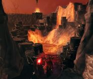 Example of Black Marble Columns built in and around Lava without burning.