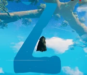 Размер текста 9000. На скриншоте видно, что сверху текст обрезан. Это связано с общей дальностью прорисовки в игре, так как если подняться на уровень, где "исчезает" часть, то она появляется, но исчезает нижняя вместе с отрисовкой деревьев и построек.