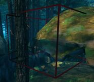 Bounding box colliding with a tree, which prevents the deposit from collapsing (visualized with a mod).
