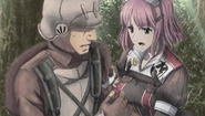 Cut-scene screenshot of Clarissa in Valkyria Chronicles 3.