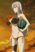 Selvaria wearing a swimsuit.