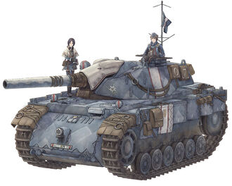 The , the first player-controlled tank in the series, with crew members  and .