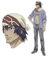 Zaka's appearance in the Valkyria Chronicles anime.