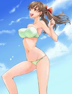 Alicia's green swimsuit.