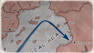 The initial planned route of the Cygnus Fleet, followed by Cavalier.