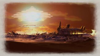 Centurion barely escapes the blast of Cavalier's Valkyria Bomb detonation.